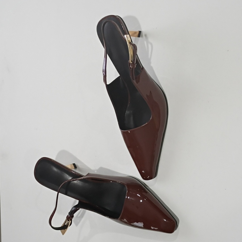 Iiimmu Chic Brown Slingback Heels Size 10 - Picture 5 of 14